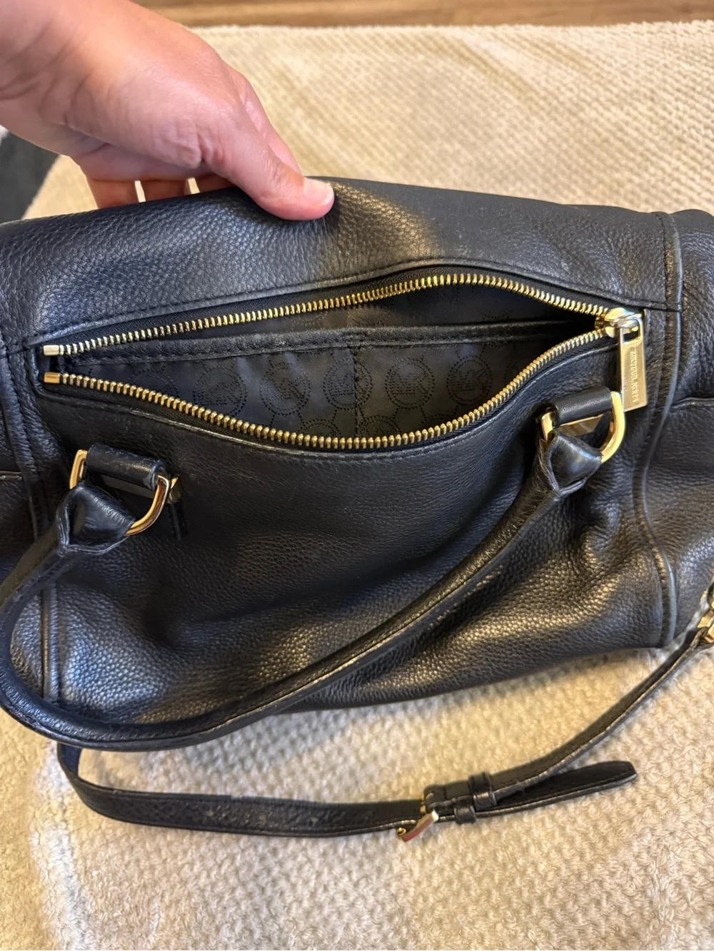 Michael Kors Black Satchel purse with Gold Hardware
